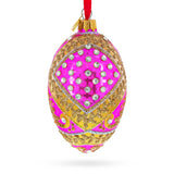 Jewels on Pink Glass Egg Ornament 4 Inches