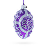 Purple Flowers on Purple Glass Egg Ornament 4 Inches