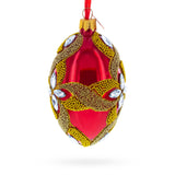 Diamond Star on Red Glass Egg Ornament 4 Inches