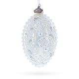 3D Pearl Roses Glass Egg Ornament 4 Inches
