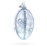Diamonds on Silver Glass Egg Ornament 4 Inches