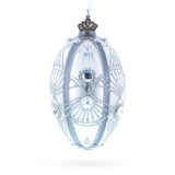Diamonds on Silver Glass Egg Ornament 4 Inches