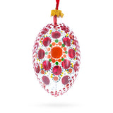 Red Poppy Floral Glass Egg Ornament 4 Inches
