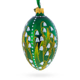 Lily of the Valley on Emerald Egg Glass Ornament 4 Inches