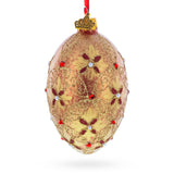 Gilded Bloom & Pearl Lattice Jeweled Glass Egg Ornament 4 Inches