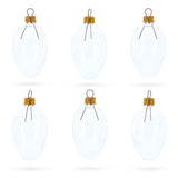 Set of 6 Clear Mini Glass Egg Ornaments 2.9 Inches