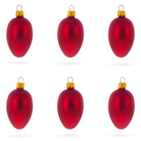 Set of 6 Matte Red Mini Glass Egg Ornaments 2.9 Inches