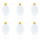 Set of 6 Glossy White Mini Glass Egg Ornaments 2.9 Inches