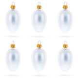 Set of 6 Matte  White Mini Glass Egg Ornaments 2.9 Inches