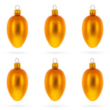 Set of 6 Matte Gold Mini Glass Egg Ornaments 2.9 Inches