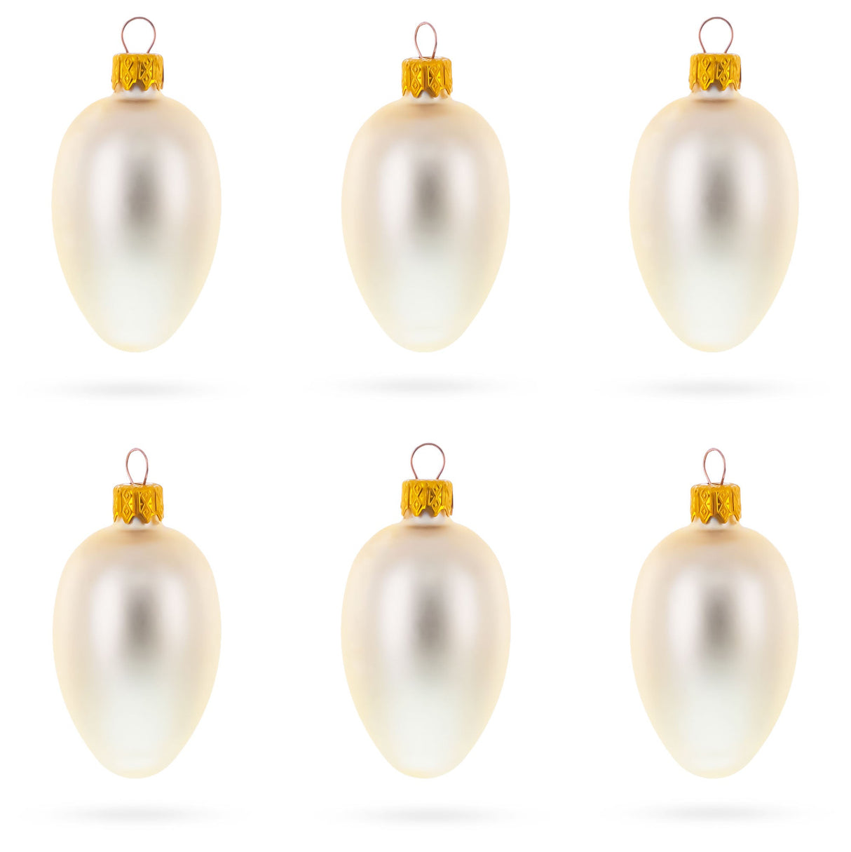 Set of 6 Champagne Mini Glass Egg Ornaments 2.9 Inches