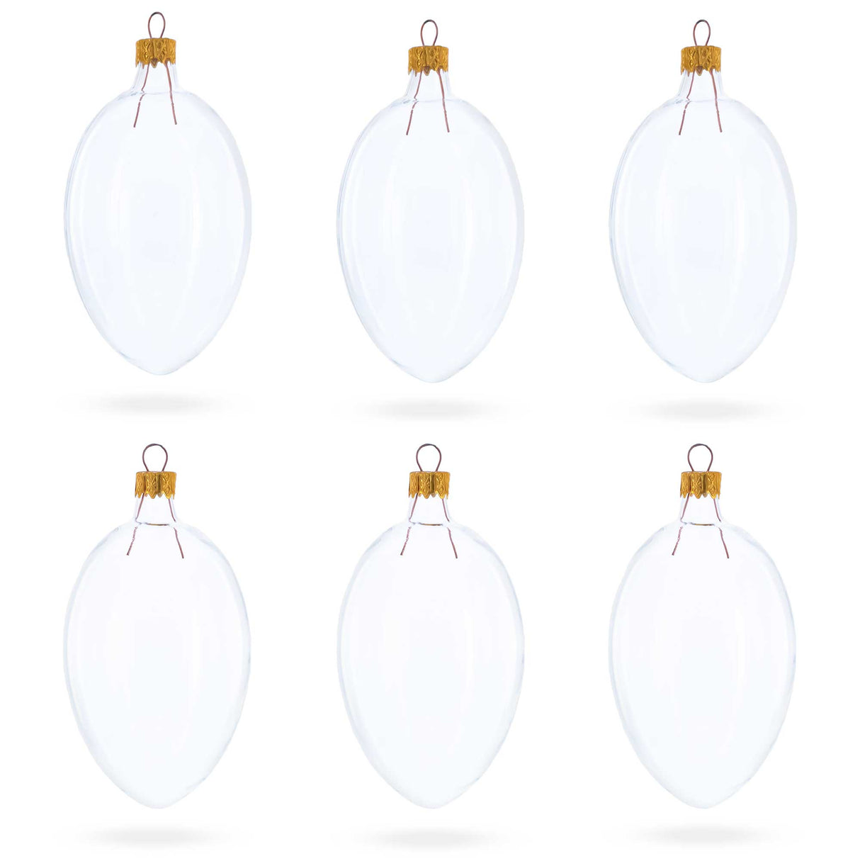 Set of 6 Clear Glass Egg Ornaments DIY Craft 4 Inches