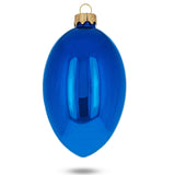 Set of 6 Blue Glossy Glass Egg Ornaments 4 Inches