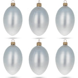 Set of 6 White Matte Glass Egg Ornaments 4 Inches