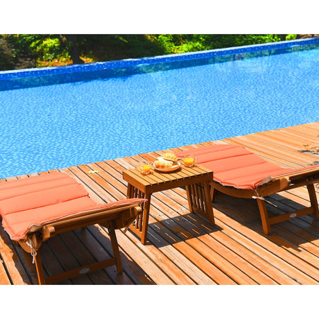 Juego de 3 Sillas Plegables de Teca para Patio con Mesa Lateral Plegable