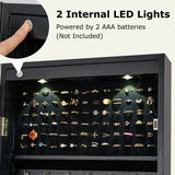 Lockable Freestanding Jewelry Cabinet Armoire with Full-Length Mirror and Lights