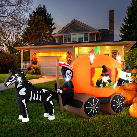 Carroza Hinchable de Halloween de 3.10 Metros con Calabaza y 2 Fantasmas