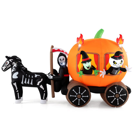 Carroza Hinchable de Halloween de 3.10 Metros con Calabaza y 2 Fantasmas