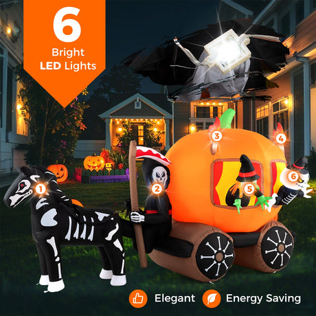 Carroza Hinchable de Halloween de 3.10 Metros con Calabaza y 2 Fantasmas