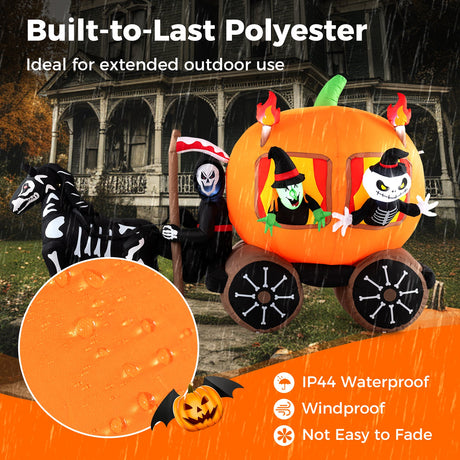 Carroza Hinchable de Halloween de 3.10 Metros con Calabaza y 2 Fantasmas