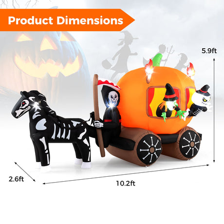 Carroza Hinchable de Halloween de 3.10 Metros con Calabaza y 2 Fantasmas