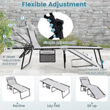 4 Position Folding Lounge Chaise with Adjustable Backrest and Footrest