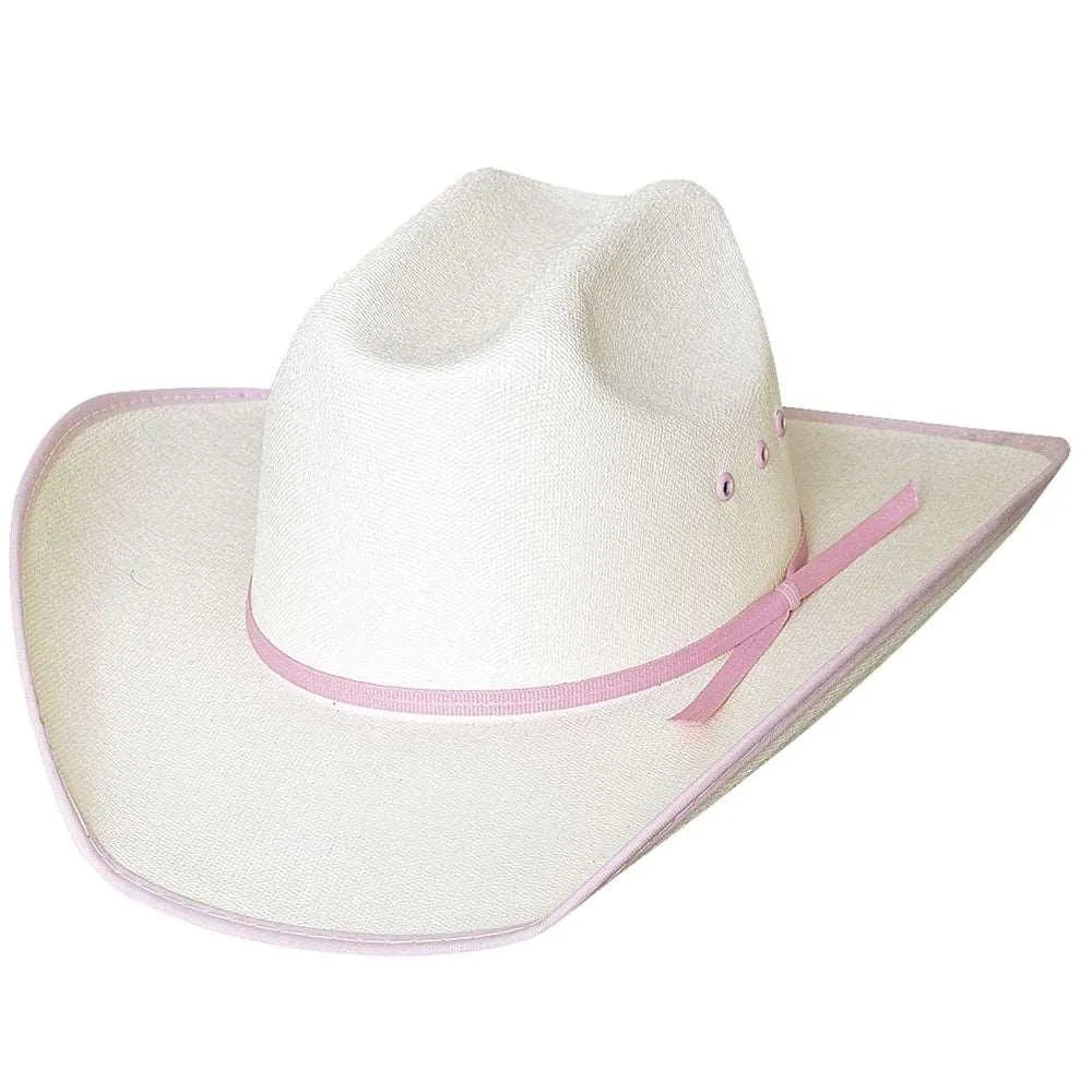 Bullhide Lucky Eight (Natural/Rosa) - Sombrero de vaquera de paja para niños