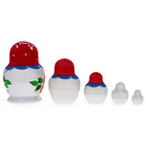 Beautiful Wooden  with Red Color Hood and Pink Flowers Nesting Dolls