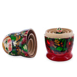 Black Hood with Red Berries Wooden  Nesting Dolls
