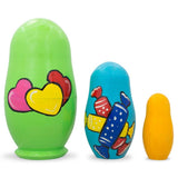 Set of 3 Bears with Heart Wooden Nesting Dolls 4.25 Inches