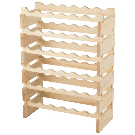 Botellero modular apilable de madera con capacidad para 36 botellas, sin bamboleo