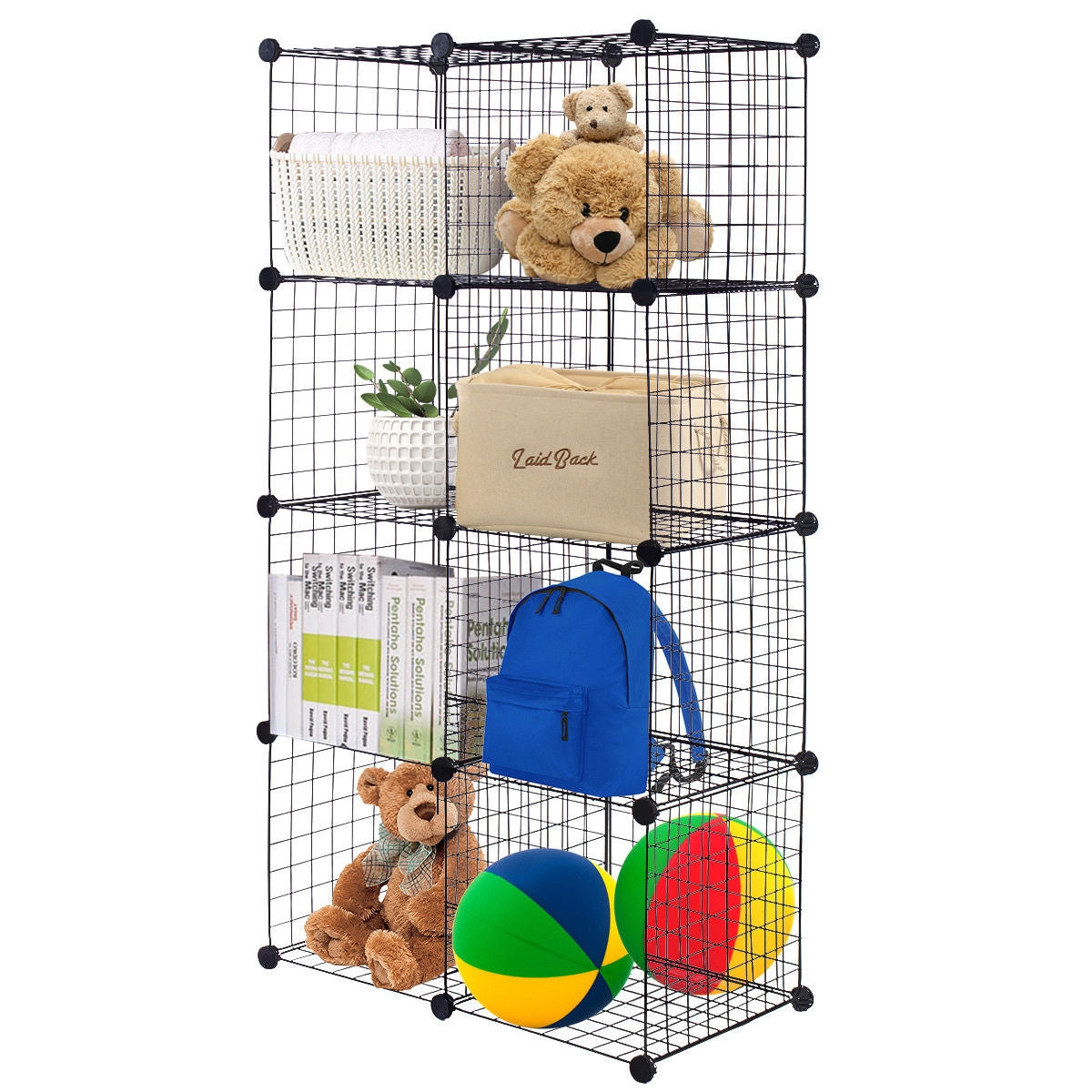 Estanterías modulares de rejilla de 8 cubos DIY