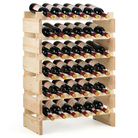 Botellero modular apilable de madera con capacidad para 36 botellas, sin bamboleo