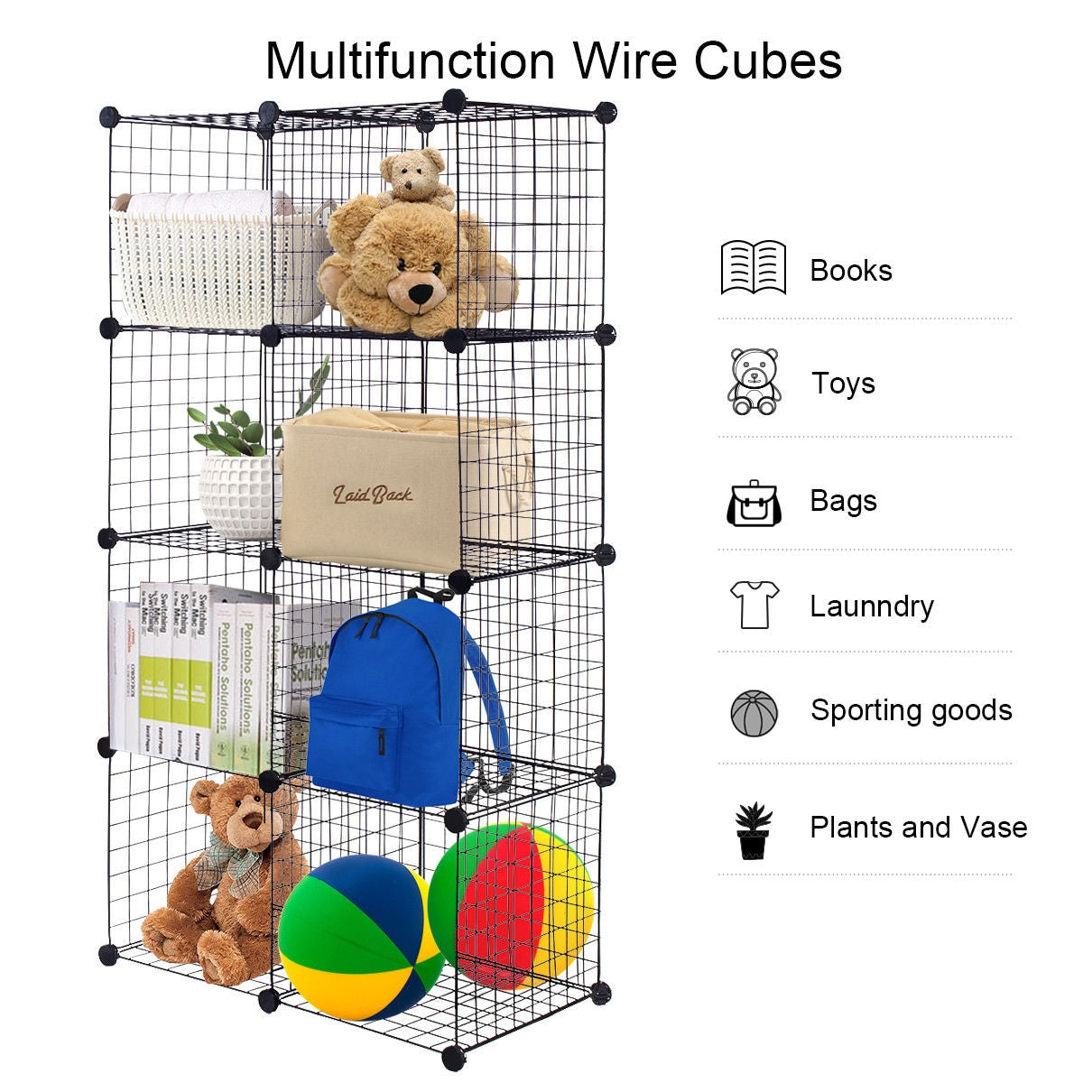 Estanterías modulares de rejilla de 8 cubos DIY