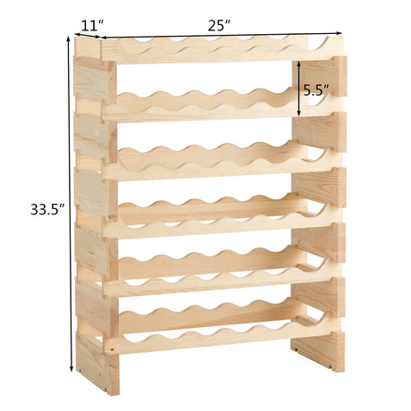 Botellero modular apilable de madera con capacidad para 36 botellas, sin bamboleo