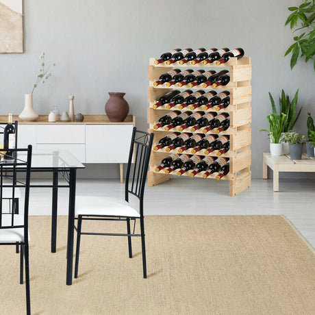 Botellero modular apilable de madera con capacidad para 36 botellas, sin bamboleo