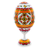 Geometrical Ukrainian Wooden Easter Egg Pysanka on a Stand 3.75 Inches