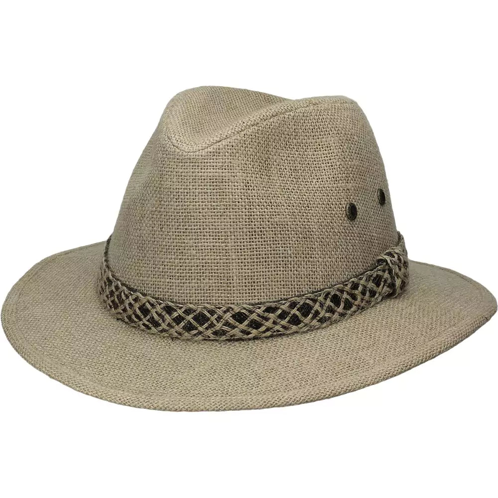 Dorfman Pacific Marsing - Sombrero Fedora Outback de paja de cáñamo