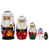 Set of 5 Santa, Snowman and Christmas Tree Wooden Nesting Dolls