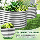 5 x 3 x 2 Feet Metal Oval Raised Garden Bed with Open Bottom Design-Silver