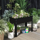Cama de jardín elevada de metal con patas y orificio de drenaje para flores y vegetales - 24 x 11 x 18 pulgadas