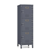 Metal Storage Locker with 3 Lockable Doors and Adjustable Feet