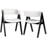 Juego de 2 sillas de comedor de madera de mediados de siglo modernas con tapicería de sherpa para cocina o comedor