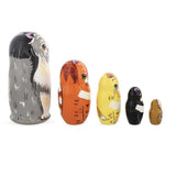 Set of 5 Cats Family Wooden Nesting Dolls 6 Inches