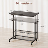 Mesa de pie móvil de altura ajustable con tablero inclinable