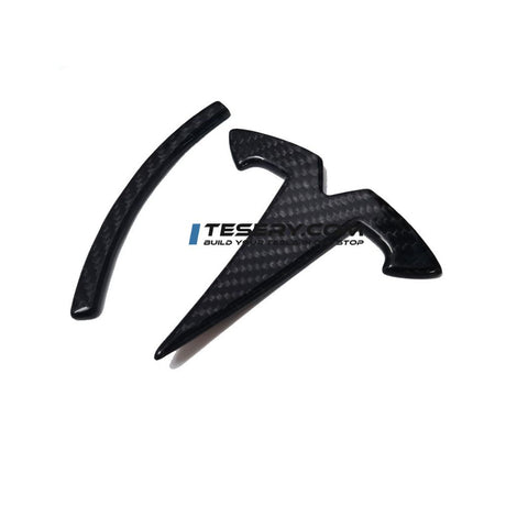 Model 3 / Y T Logo Overlay Front & Rear - Real Carbon Fiber Exterior