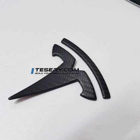 Model 3 / Y T Logo Overlay Front & Rear - Real Carbon Fiber Exterior
