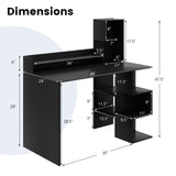 Modern Computer Desk with Storage Bookshelf and Hutch for Home Office