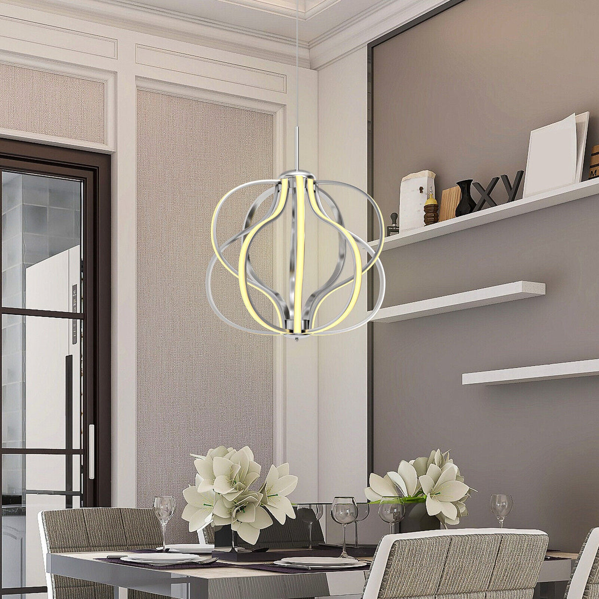 Araña LED moderna regulable de luz blanca cálida