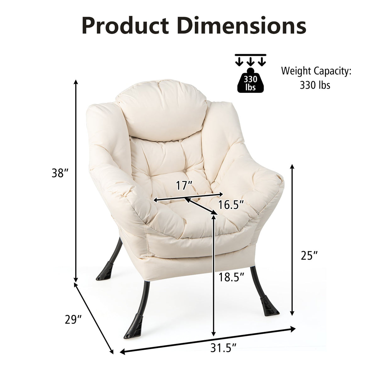 Sillón perezoso moderno de tela de poliéster con estructura de acero y bolsillo lateral